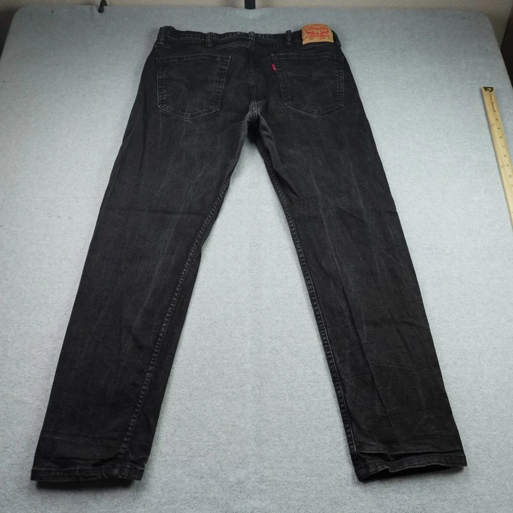 Levi's 502 Jeans Mens 38x32 Black Regular Taper Stretch Denim Jeans 29507-0001